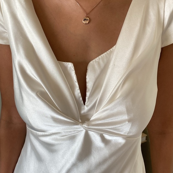 Eliza J Ivory Satin Midi Dress size 6 - Picture 4 of 12